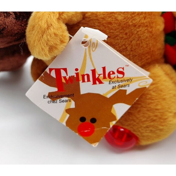 SEARS Twinkles Reindeer 8" Beanbag Plush Vintage 1999 Light Up Nose NOT Working - Picture 5 of 5